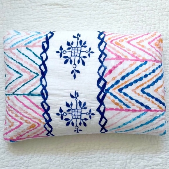 Anthropologie ZADAR Standard Pillow Shams Cases
Pink Navy Stitch Quilted 20x26 - Picture 1 of 7